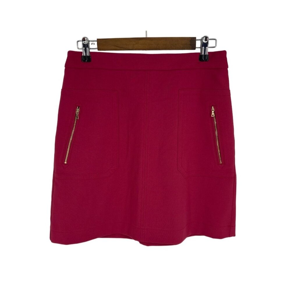 LOFT Magenta Gold Zipper Pocket A Line Skirt Size 4